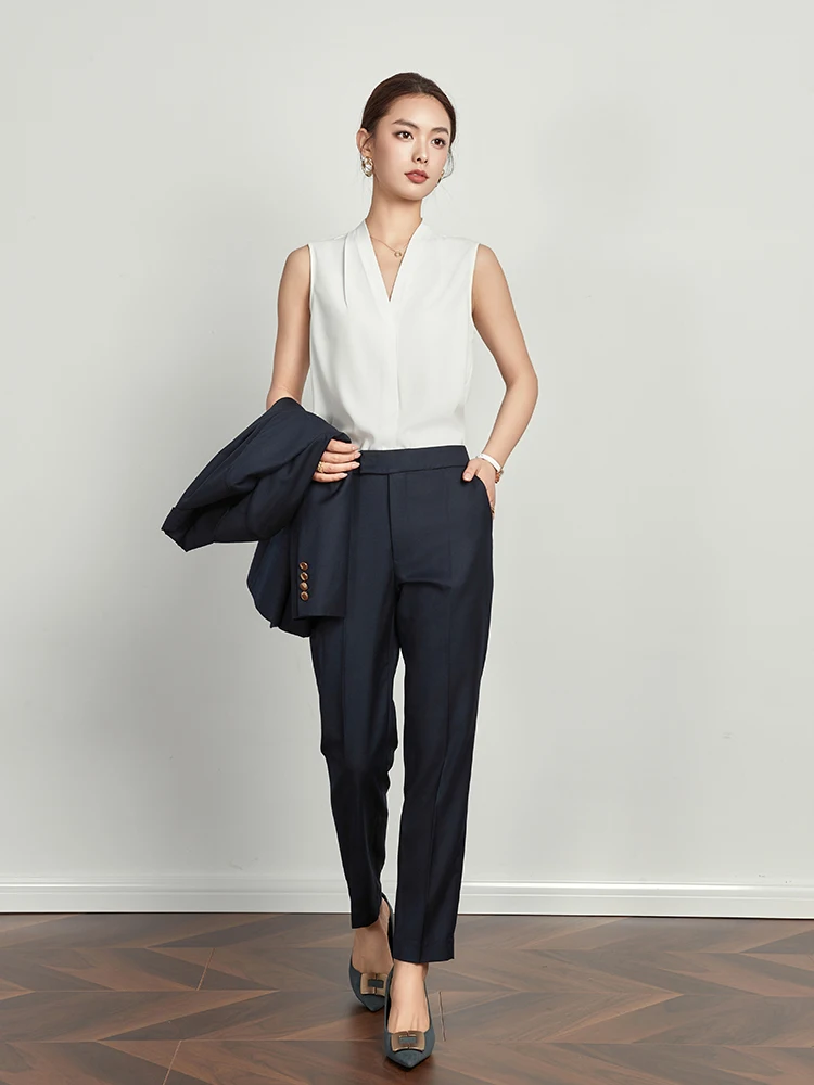 

Profional Suit Vest Top Svel V-Ne Office Commute Versatile irt Women's Faion Polyester Fiber Slim Fit OL Sle