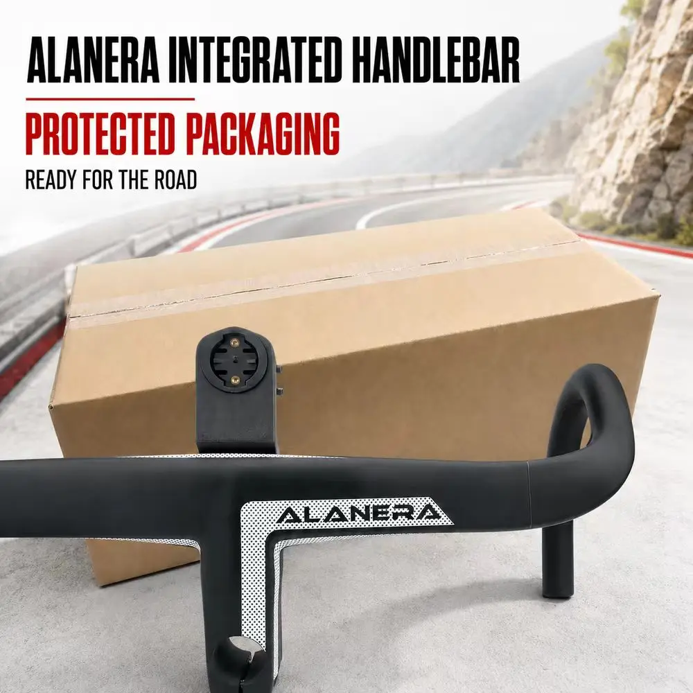 ALAENRA Carbon Integrated Road Bike Handlebar Full Internal Routing 28.6mm with Computer Mount Bracket