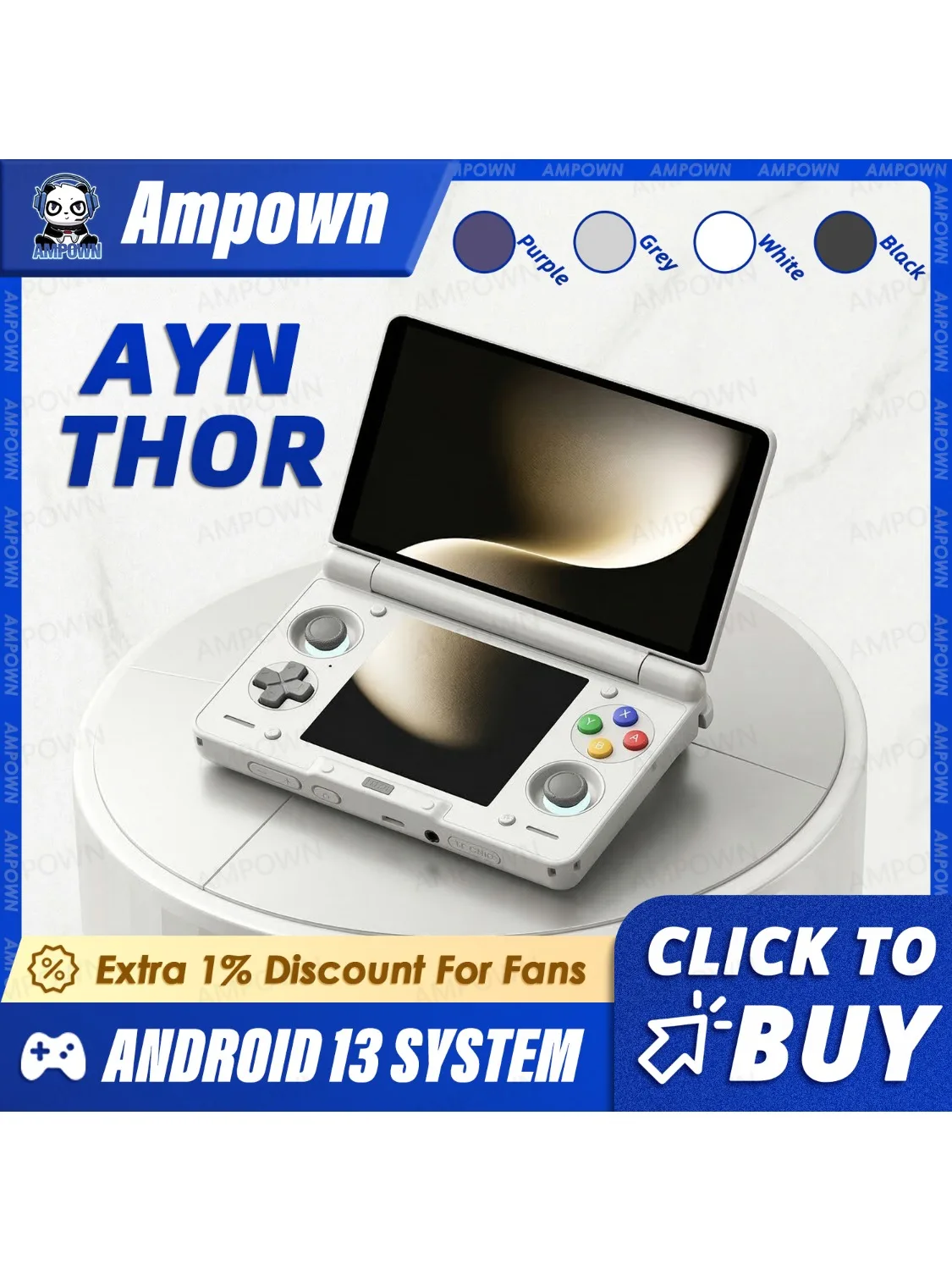 AYN THOR Handheld Game Console 6'' AMOLED 120Hz Main Screen 4K 60fps DP Output Snapdragon 8 Gen 2 Processor 27W Fast Charging