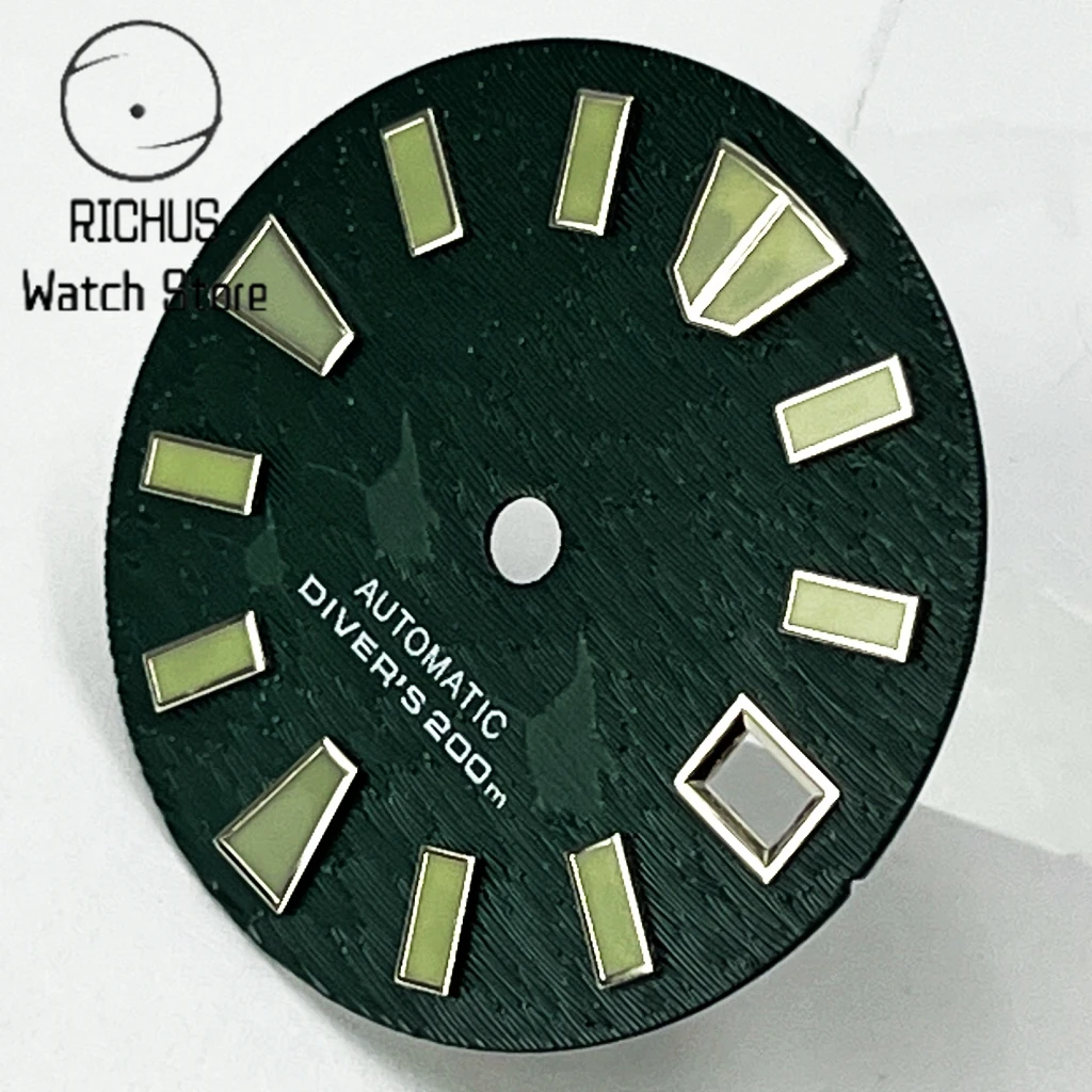 NH35 29mm Dial Sterile Watch Dial Green Luminous Fit NH35 3/3.8 O\'Clock Crown Automatic Movement Watch Assembly Parts