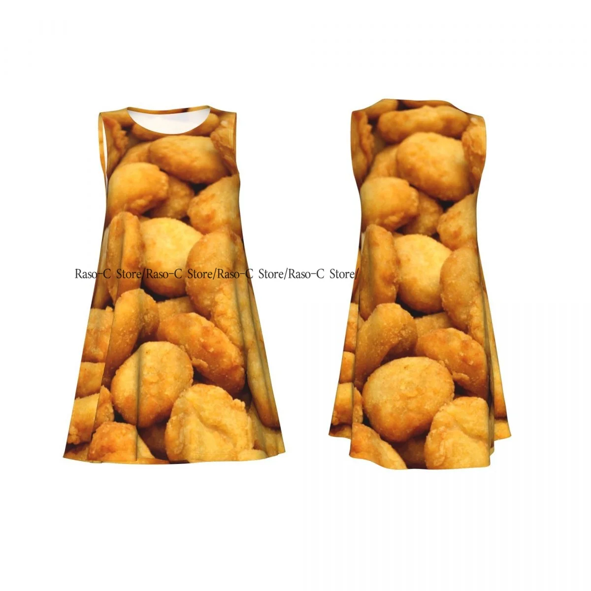 Women's Dress Tasty Chicken Nuggets Summer Casual T Shirt Beach Cover up Tank Dress