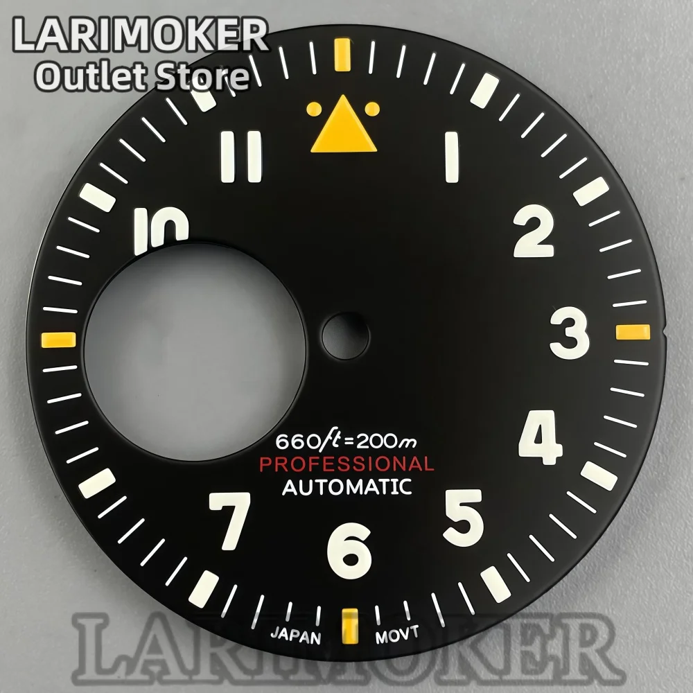 LARIMOKER 29mm Sterile Open Heart Pilot Watch Dial Green Luminous Arabic Numerals for NH38 Automatic Movement Mod Parts