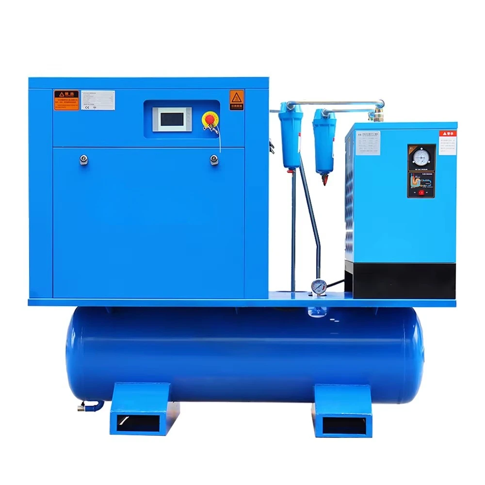 All-in-One Rotary Screw Air Compressor with Integrated Dryer & Tank – 7.5kW to 37kW (10–50HP), Oil-Injected, Industrial Grade