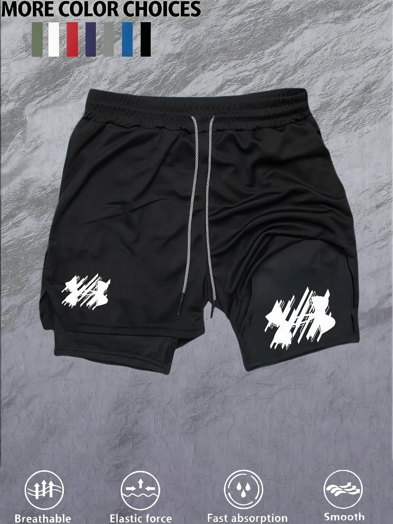 

Men's Two-in-one Sports Shorts Breathable Casual Quick-drying Double-layer Shorts Summer Running Sportswear Bottoms M-3XL