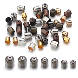 50-100pcs/Lot End Tip Tassel Caps Leather Cords Bracelets Buckle Finding 4 5 6 7 8 10mm Crimp End Beads Caps For Jewelry Making