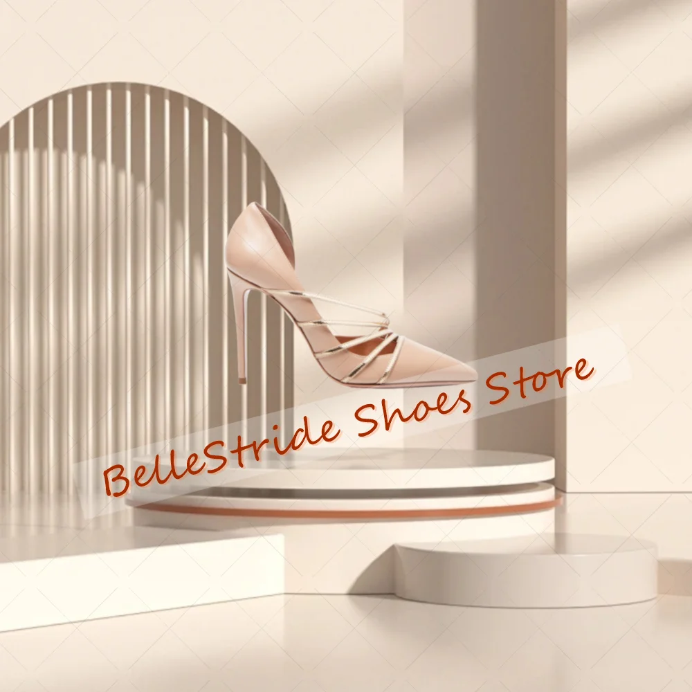 살구색 포인티드 매트 가죽 펌프스 패션 여성 신발 스틸레토 하이힐 파티 연회 데이트 2025 여성용 신발