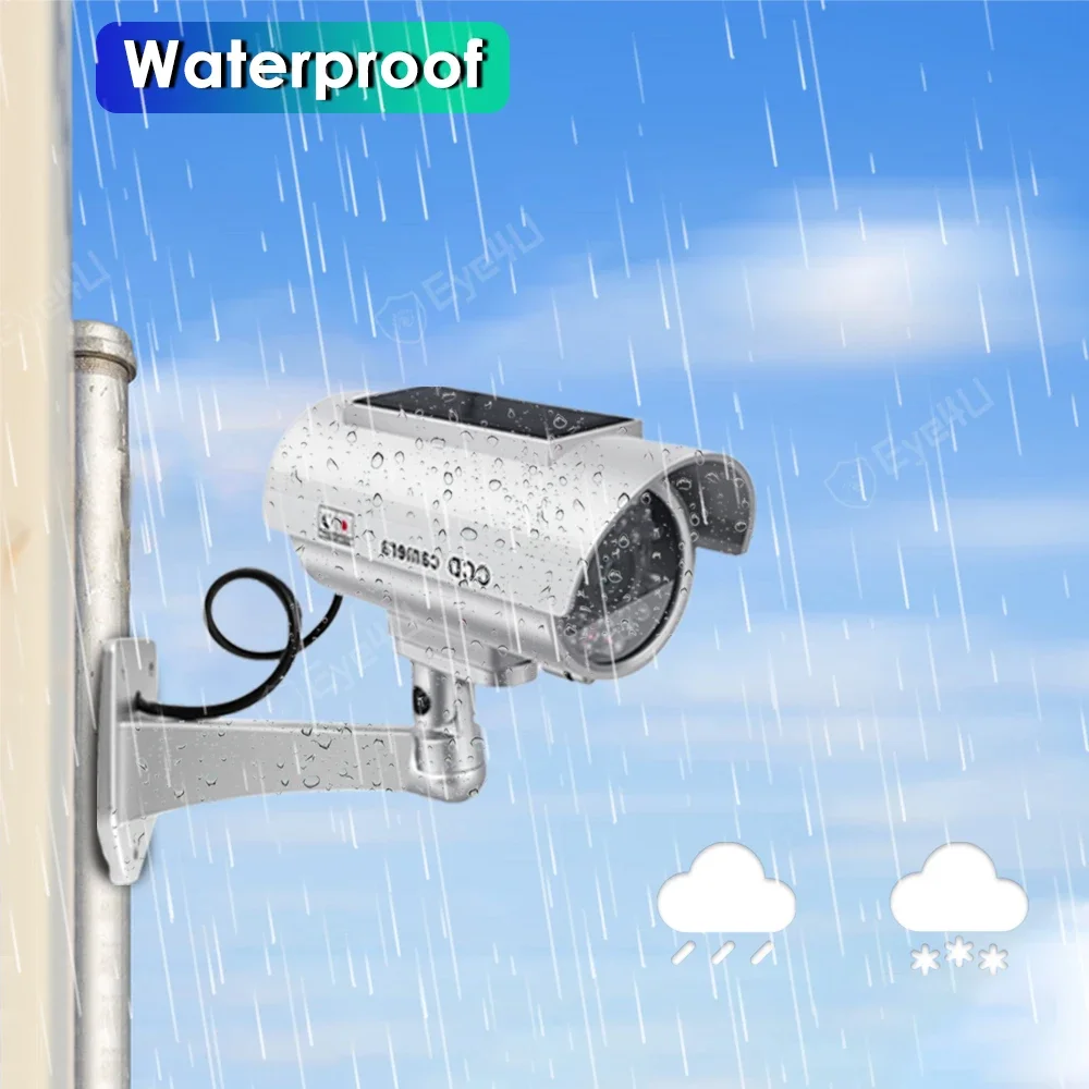 Fake Dummy Camera Outdoor Security Solar Panel Camera Simulation Indoor LED Light Monitor CCTV Surveillance Waterproof