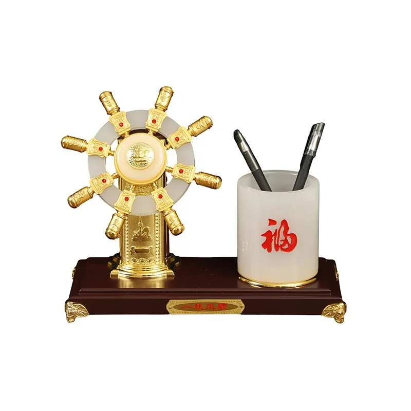 

Colored glass, jade helmsman, ornament, smooth sailing, company, opening, gift, boss, desk