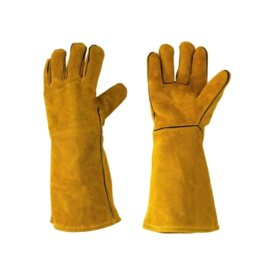 Vlamvertragende laswerkhandschoenen Hittebestendige metalen lasbeschermer Gele handschoenen Soldeerlas handschoenen Gereedschap