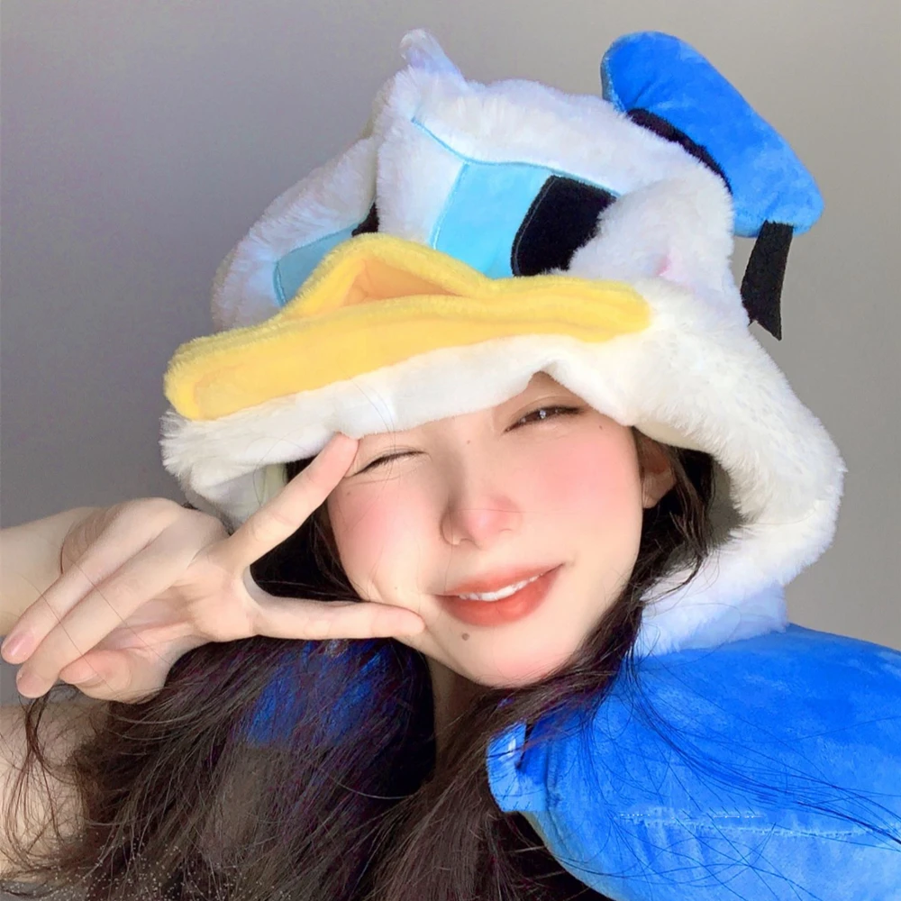 Disney Cute Donald Duck Hooded U-shaped Neck Pillow Cartoon StellaLou ShellieMay Travel Hat Pillow Nap Pillow Gifts For Girl