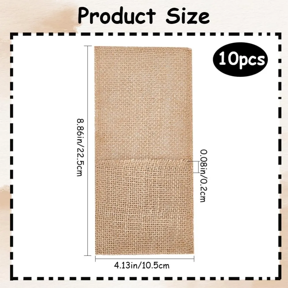 10Pcs Burlap Utensil Holder Pouch 4