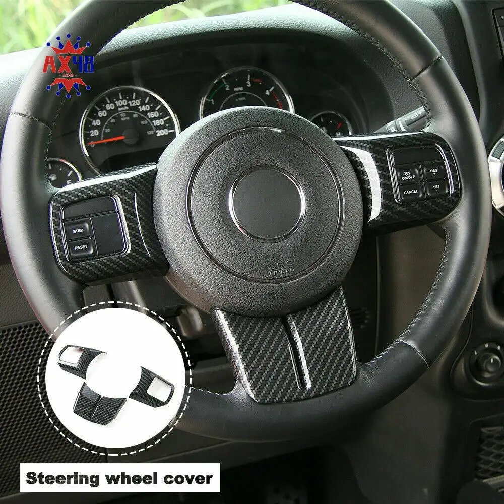 

AX48-углеродное волокно, декоративная накладка на руль для Jeep Wrangler JK Compass Grand Cherokee 2011-2017