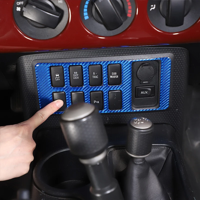 

For 2007-2021 Toyota FJ Cruiser Soft Carbon Fiber Blue Car Driving Assist Decoration Frame Sticker Car Interior Accessories