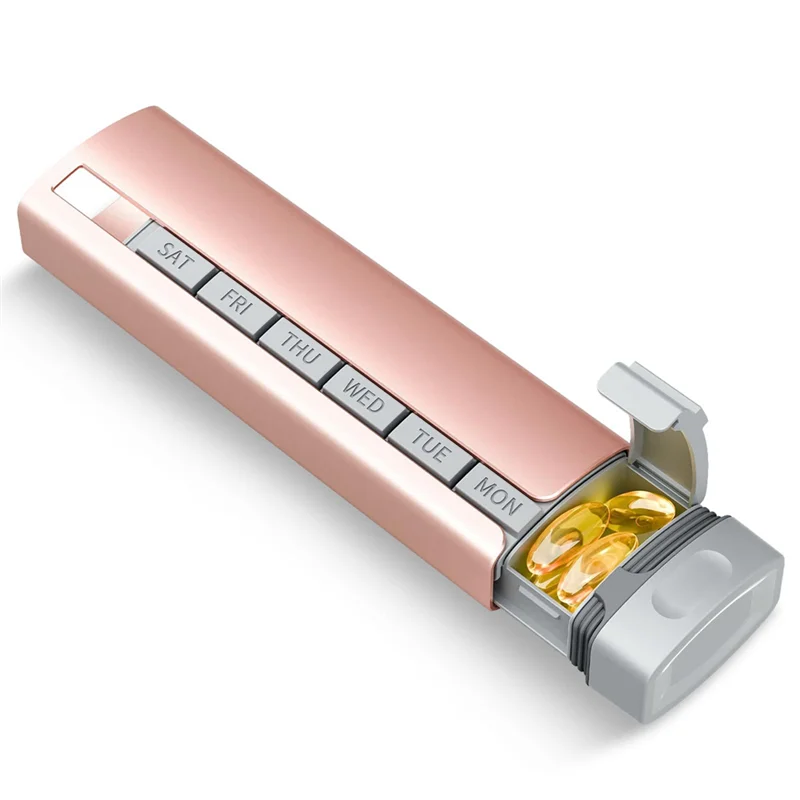 

B84B-алюминиевый сплав, 7-дневный органайзер для таблеток, портативный держатель для хранения лекарств премиум-класса, дорожная ежедневная коробка для таблеток, витаминов