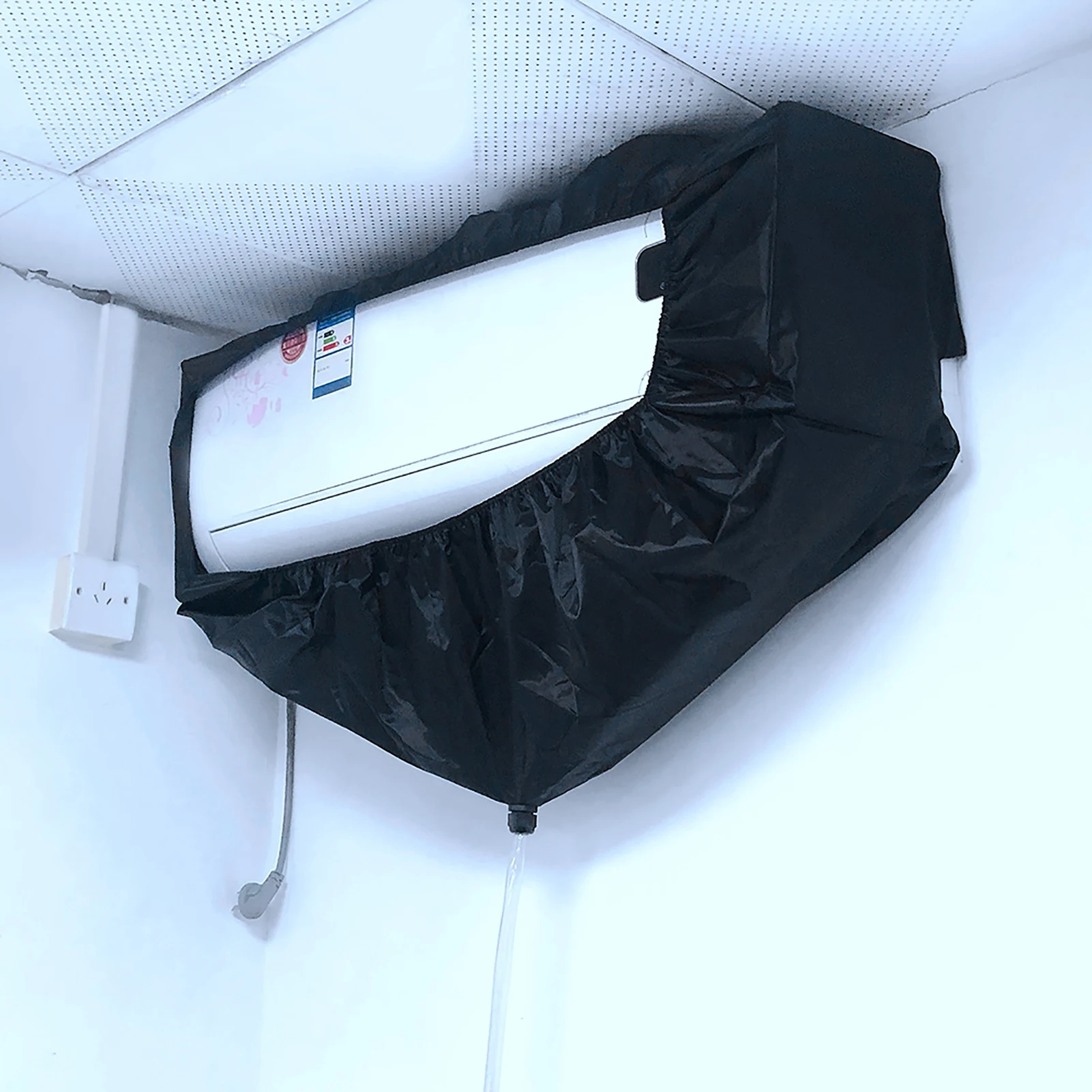 

Air Conditioner Cleaning Cover, Black Air Conditioning Cleaning Bag Wall Mounted Waterproof Dust Washing Clean Protector Bag