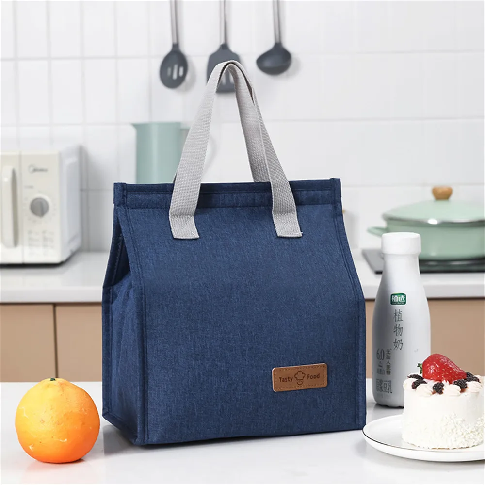 New Portable Lunch Bag Waterproof Thermal Insulated Lunch Box Bento Pouch Dinner Insulation Bag Student Thickened Tote Lunch Bag