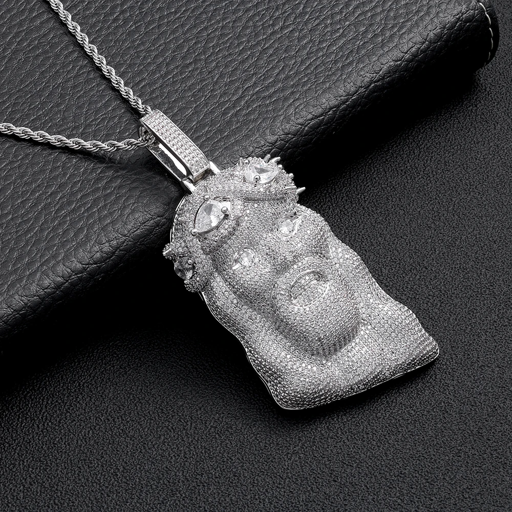ESKEEM Wholesale New Design Big Jesus Pendant Custom Hip Hop Jewelry Iced Out Full Pave Crown of Thorns Jesus Head Pendant view 5