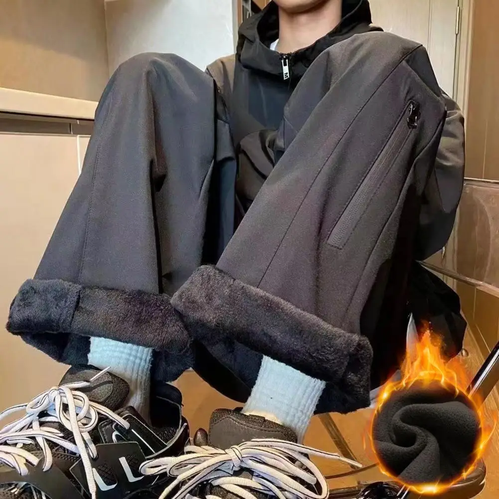 Pantalones de Otoño/Invierno para hombre, pantalones casuales Retro de moda cálida, ropa de calle para hombre, Pantalones rectos coreanos sueltos para hombre