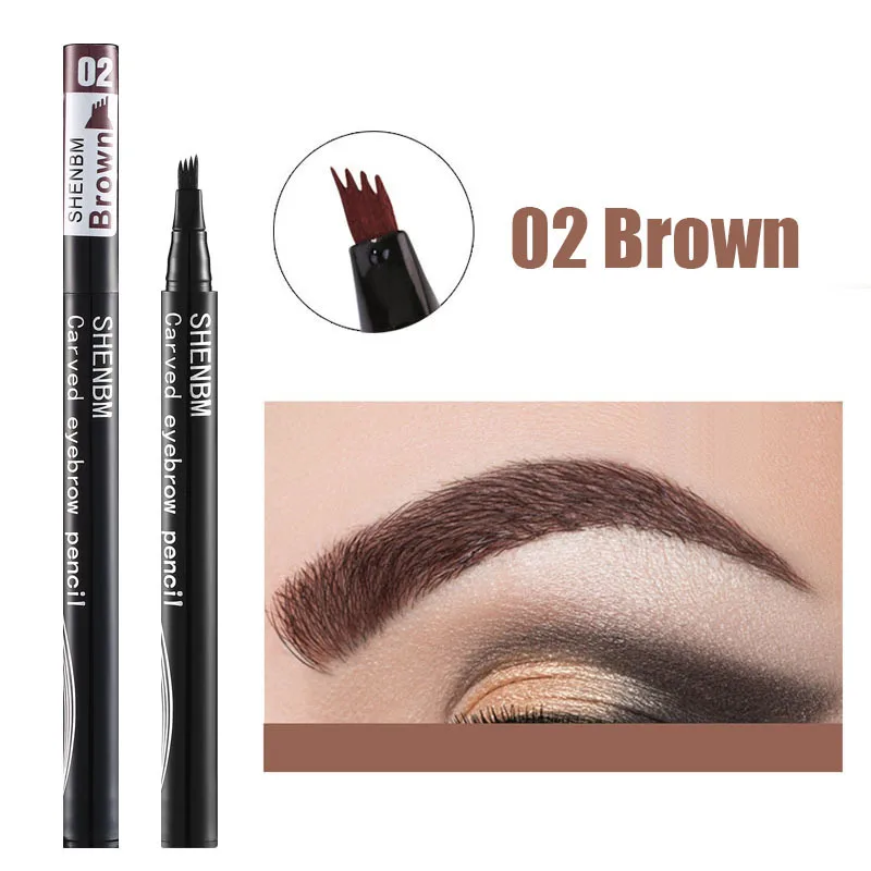 4 Gabel spitze Augenbrauen stift 4 Farben natürliches dunkelbraunes flüssiges Augenbrauen stift langlebiges wasserdichtes Mikroklingen-Brauenstift-Make-up