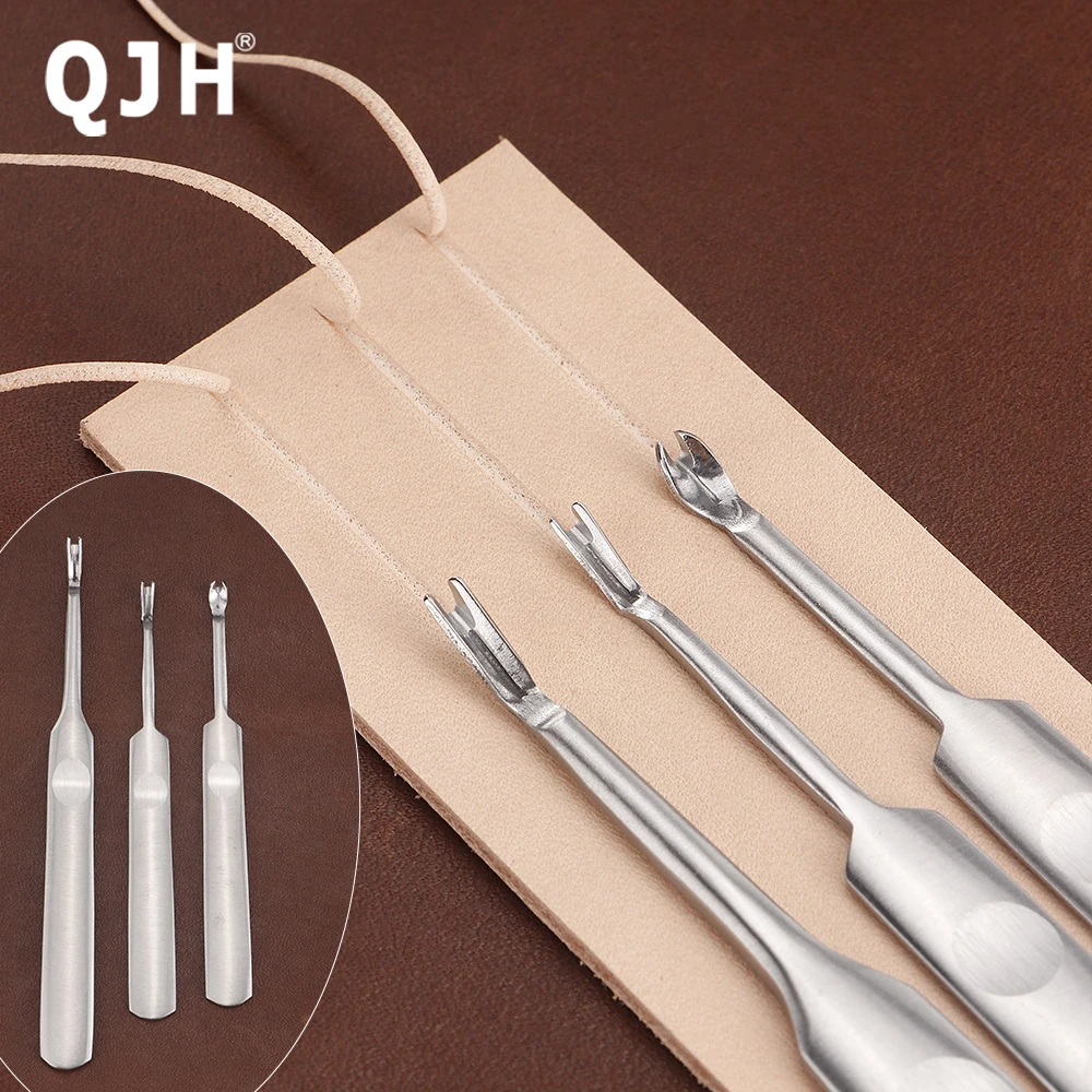 Premium Stainless Steel Leather Crafting Slot Tool Set - Groover, V & U Shape Gouge, Edge Skiving Knife, DIY Leather Punch Tools