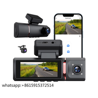 TLCRETE 4K 3 Lens Wifi Dashcam Support GPS with 3.16 Inch IPS Screen,GPS IR Night Vision Front Inside Rear 3 Channel DVR