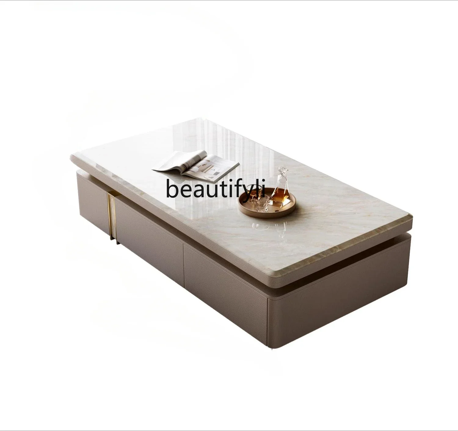 Marble coffee table light luxury minimalist rectangular villa high-end designer modern natural luxury stone