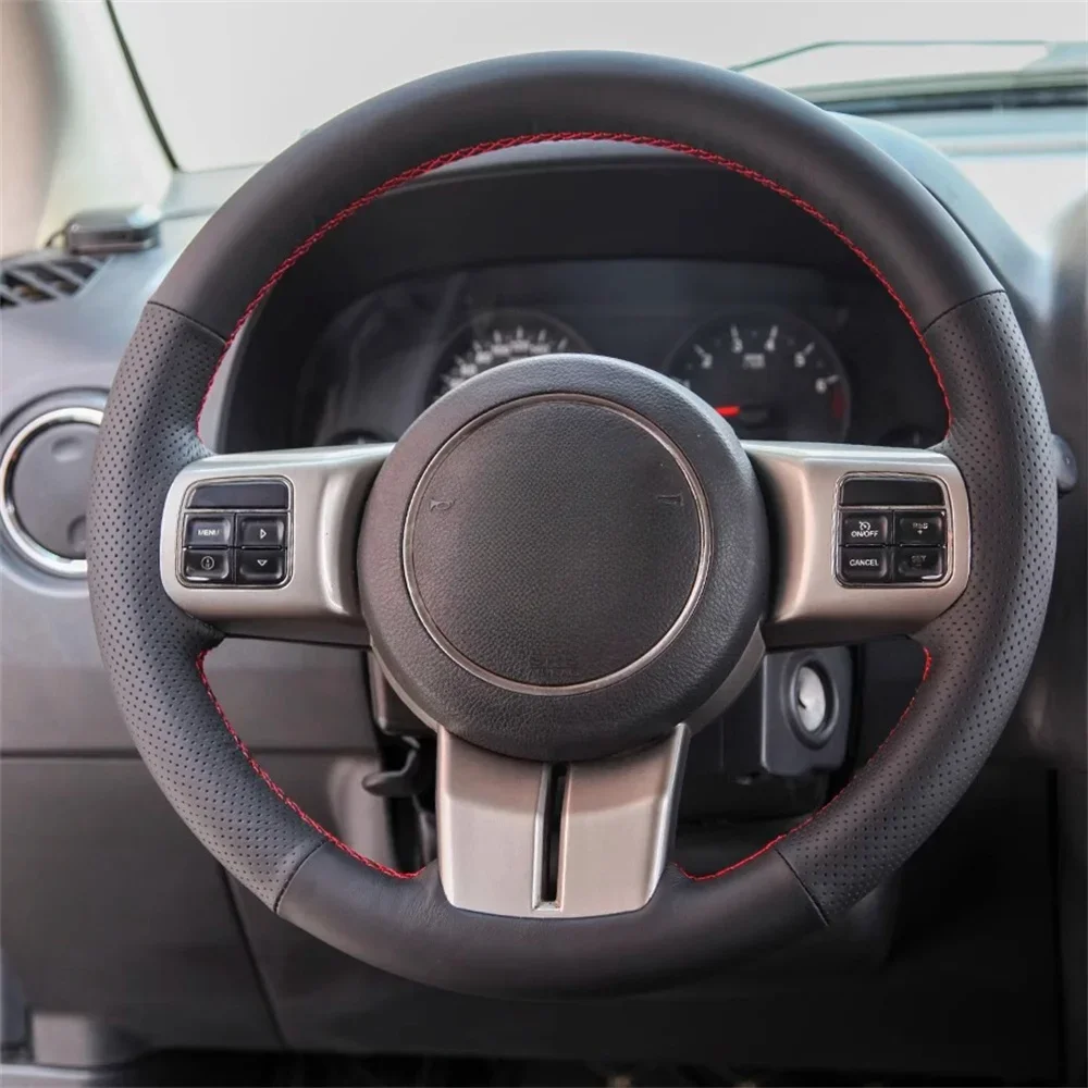 

Customized DIY Genuine Leather Splice Car Steering Wheel Cover For Jeep Compass Grand Cherokee Wrangler Patriot 2012 2013-2014