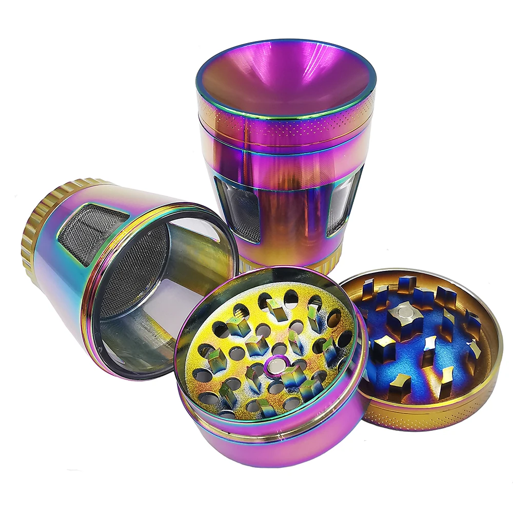 

2inch 50MM Concave Colorful Metal Herb Grinder Tobacco Smoke Crusher 4 Layers Huge Storage Herb Grinder