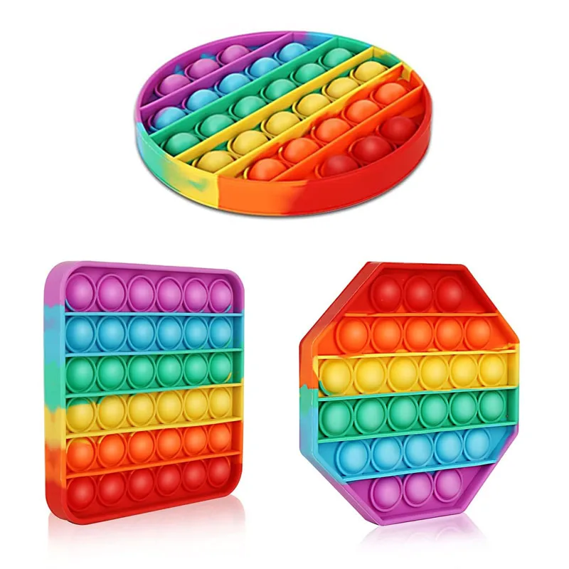 New Circle Octagon Square Rainbow Push Bubble Fidget sensory ADHD Quite Anxiety Stress Reliever Party Favors Gifts Creative Idea