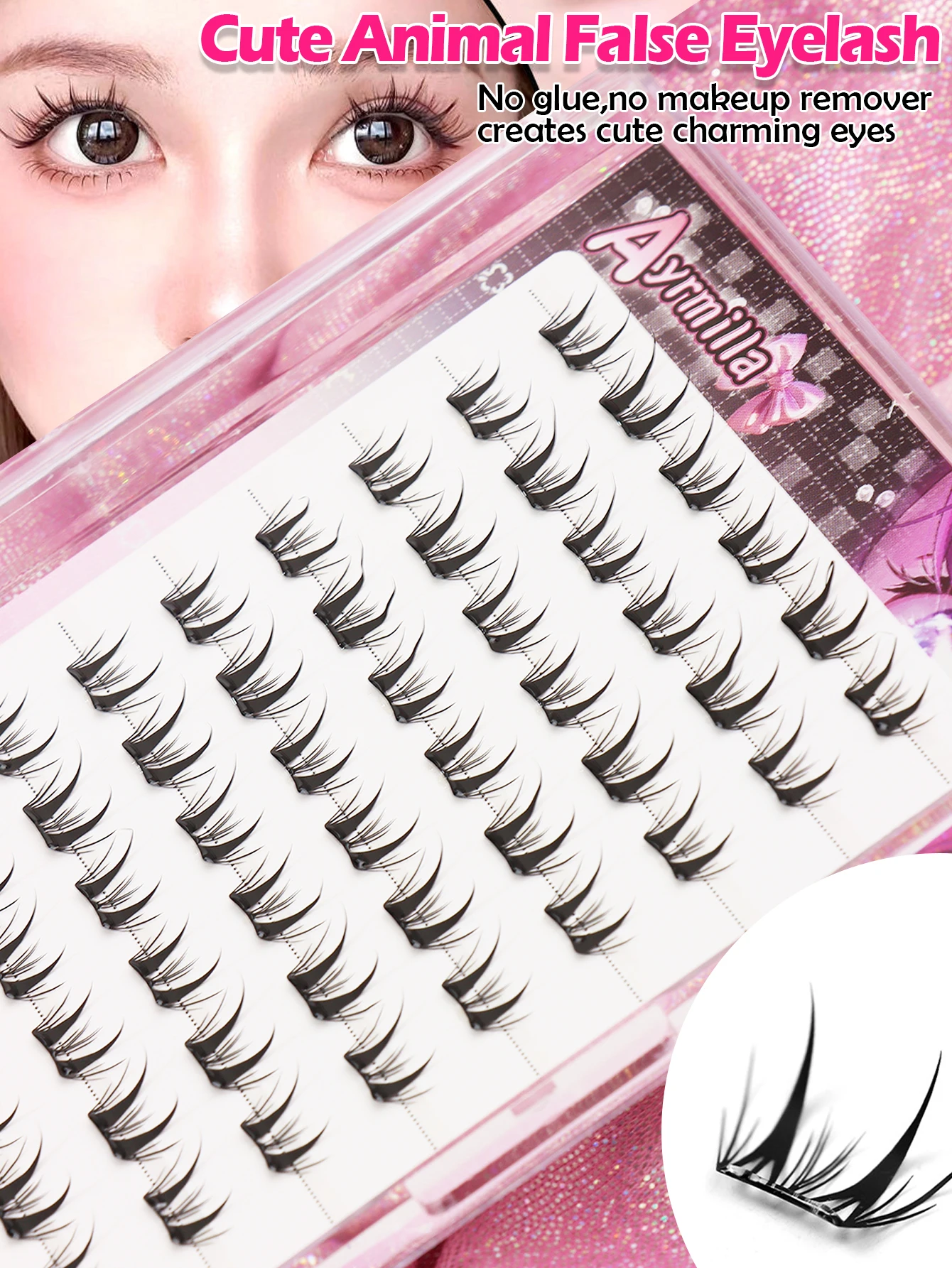 10 pairs of fake eyelashes without glue, easy to reuse, travel essential, thick and fluffy, easy makeup, long-lasting makeup, ea