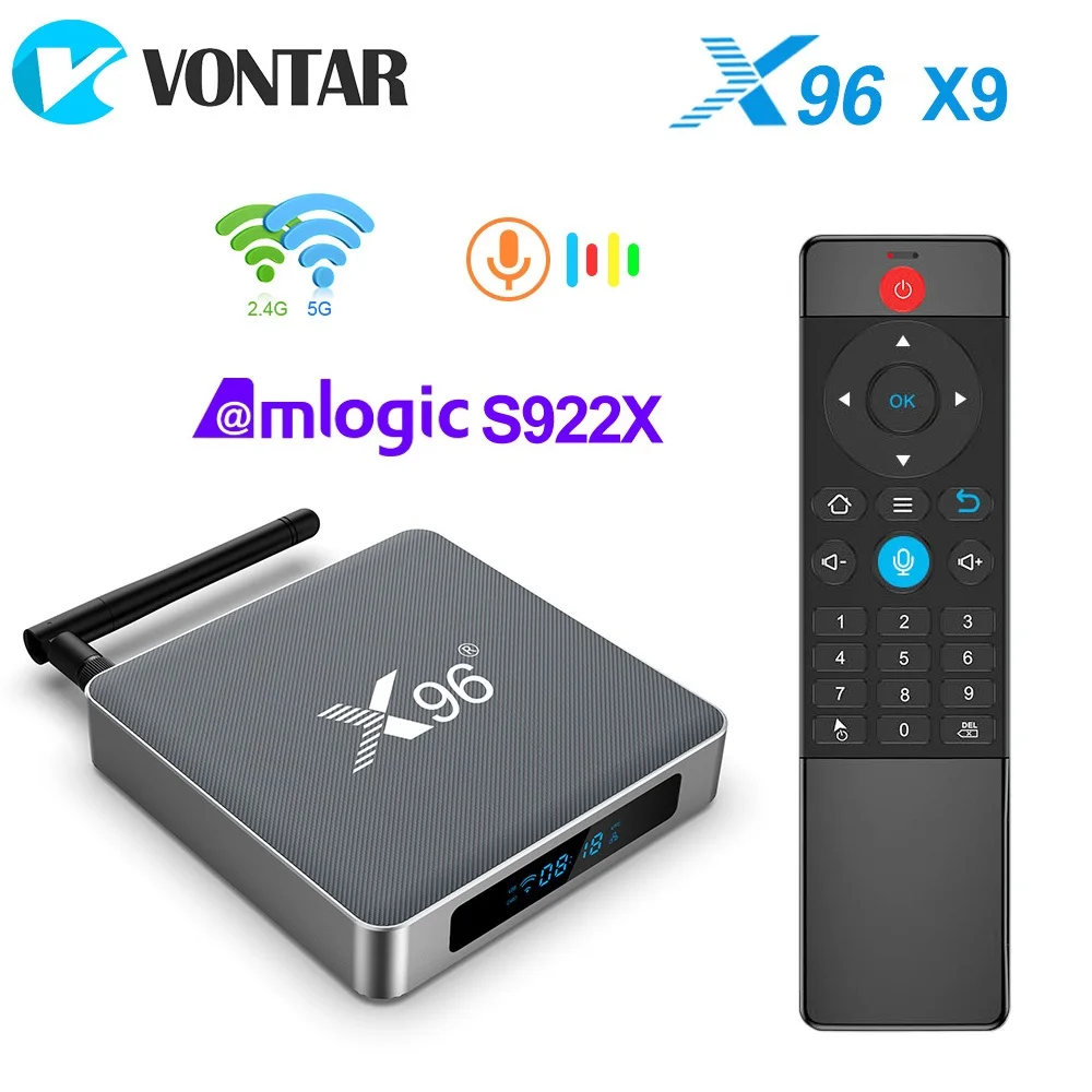 

X96 X9 Amlogic S922X Smart TV Box 4GB RAM 32GB ROM Support 8K Dual Wifi 1000M LAN Google Voice X96 Set Top Box Media Player