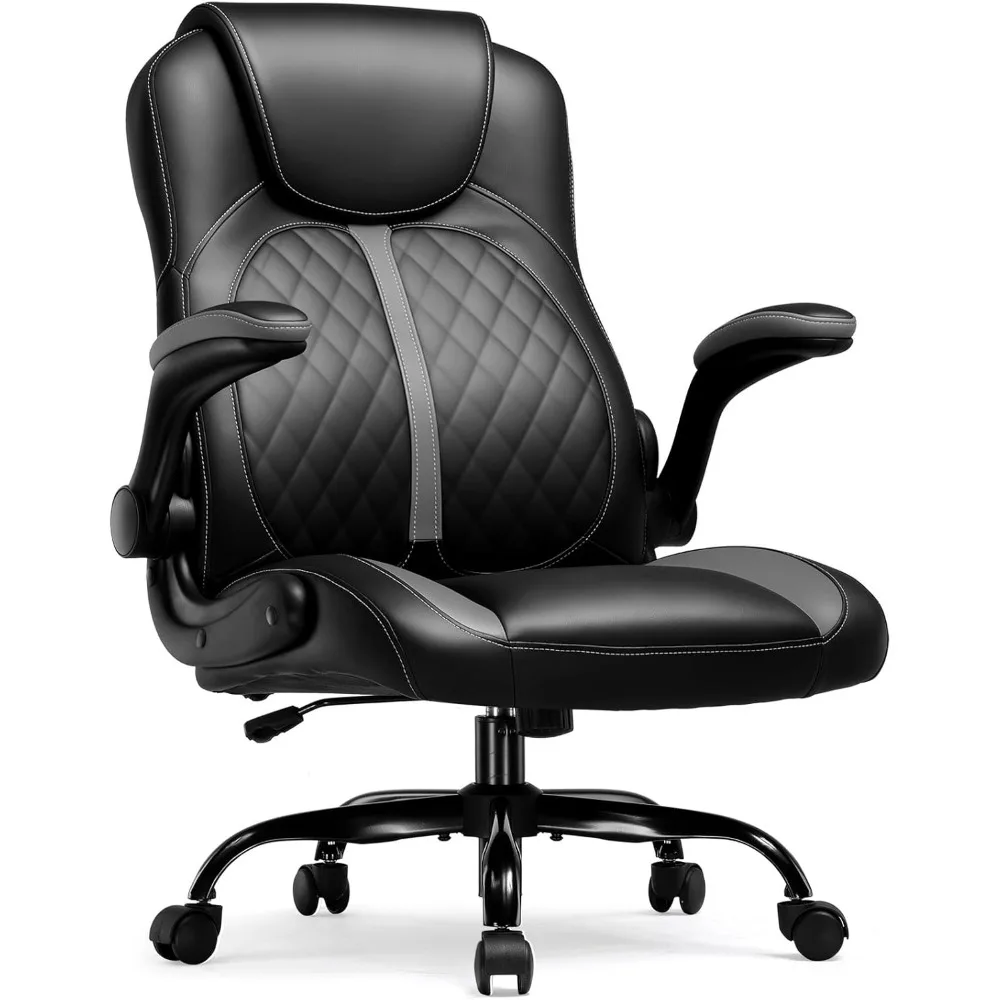 

Office Computer Gaming Chair Ergonomic Desk Chair for Adults with Lumbar Support Flip-Up Arms Adjustable Height Swivel W