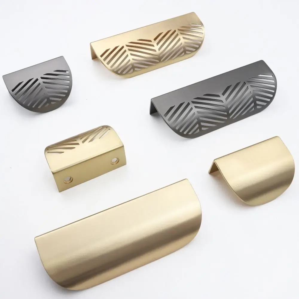 Creative Modern Leaf Handle Zinc Alloy Invisible Cabinet Knob Luxury Drawer Pull Wardrobe Furniture Kitchen Hardware