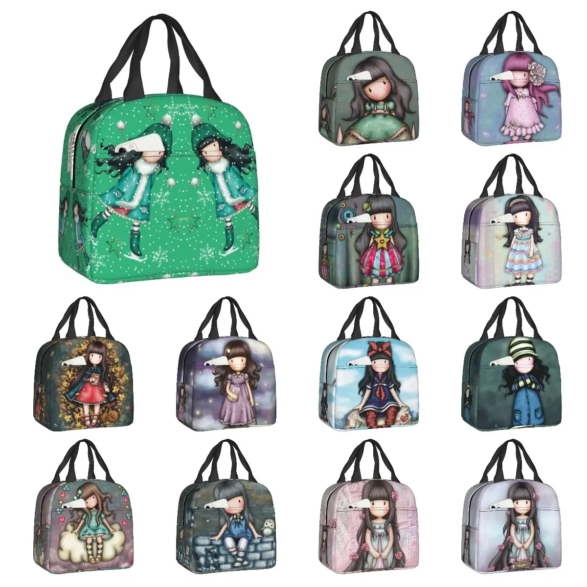 

Gorjuss Skating At Christmas Insulated Lunch Bag for Women Anime Thermal Cooler Lunch Box Kids School Children