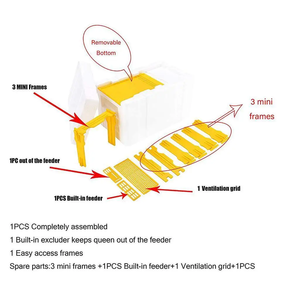 1PCS Beehive Beekeeping Box Foam Bee Breeding Box Queen King Bee Hives Boxes Pollination Bee House Beekeeping Equipment