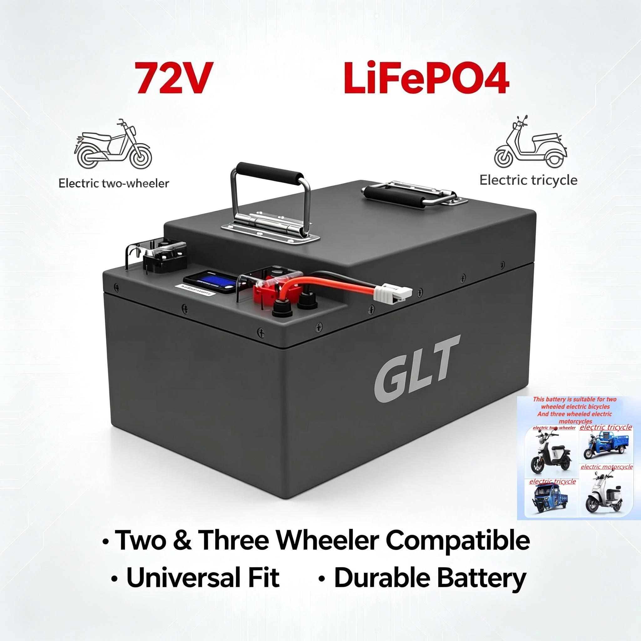 72V150Ah Lifepo4 Lithium Battery for 7KW 14KW Scooter Motorcycle Tricycle Hybrids - Multiple Sizes 45Ah 55Ah 35Ah 80Ah 100Ah 120