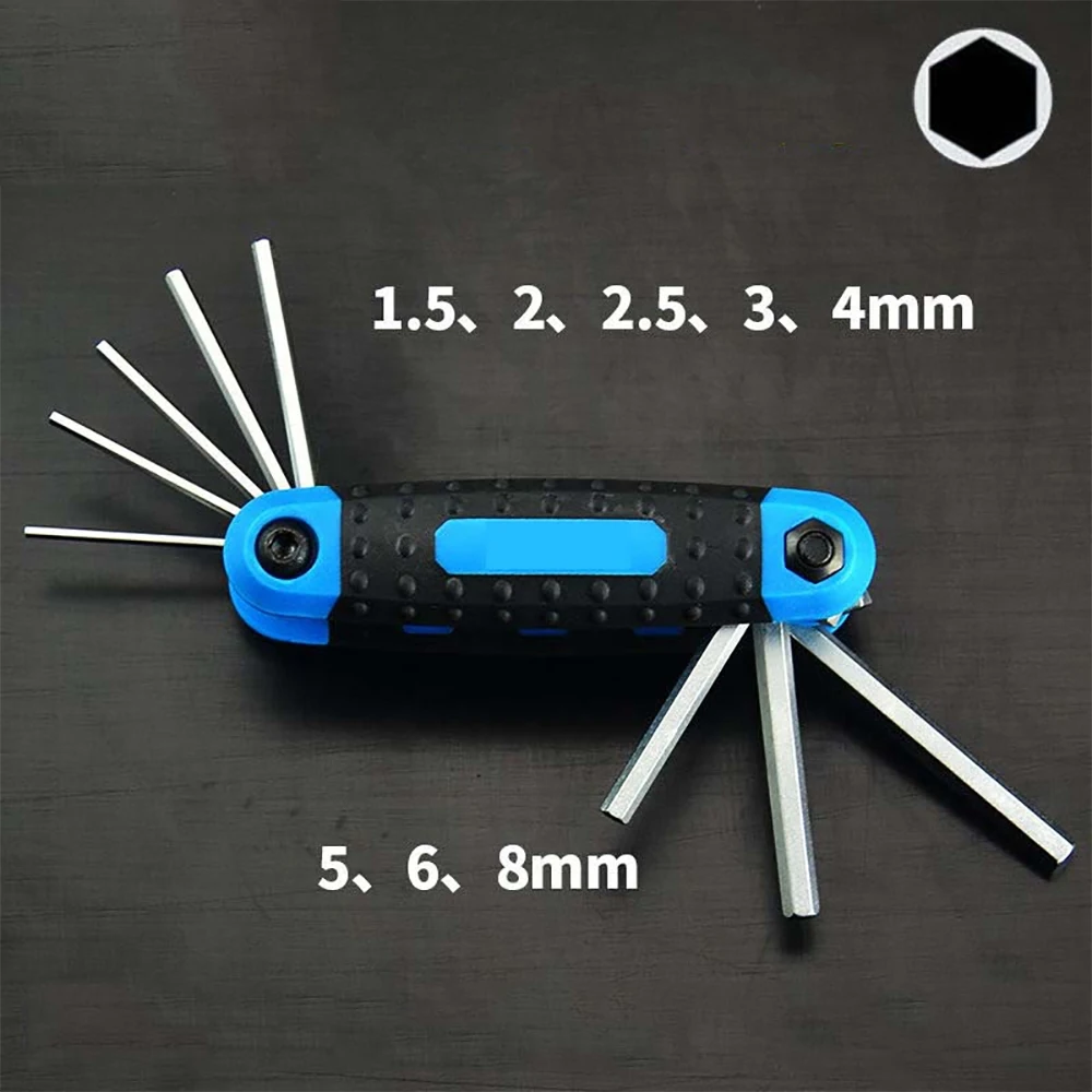 8pcs Portable Folding Socket Wrench Set Mini Inner Hexagon Socket Wrench Metric Multi-functional Household Outdoor Repair Tool