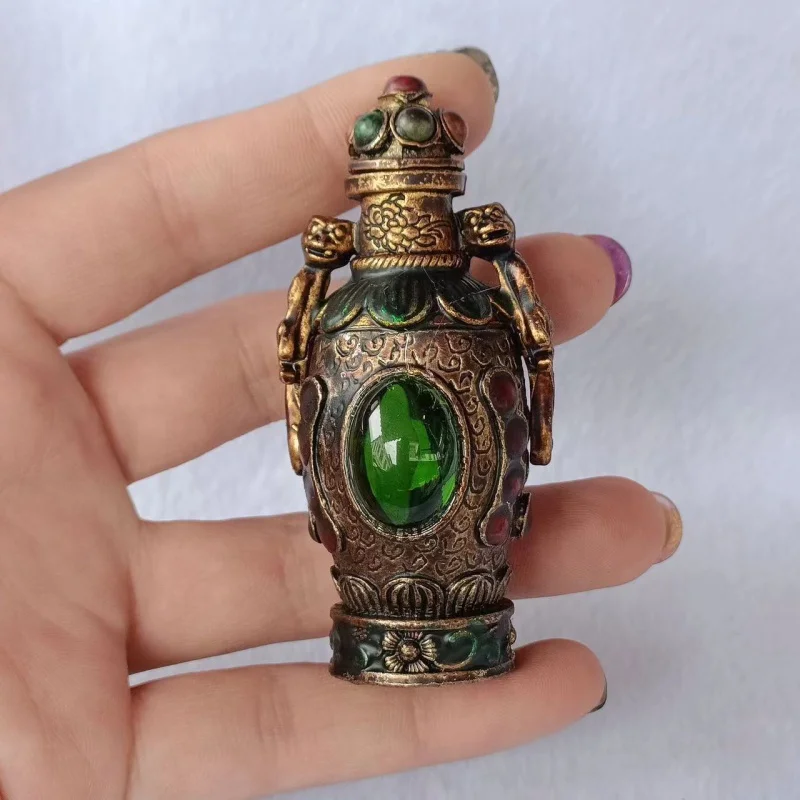 Crafts Miscellaneous Tibetan Antique Antique Inlaid Ruby Snuff Bottle Pendant Live Supply One Piece Dropshipping