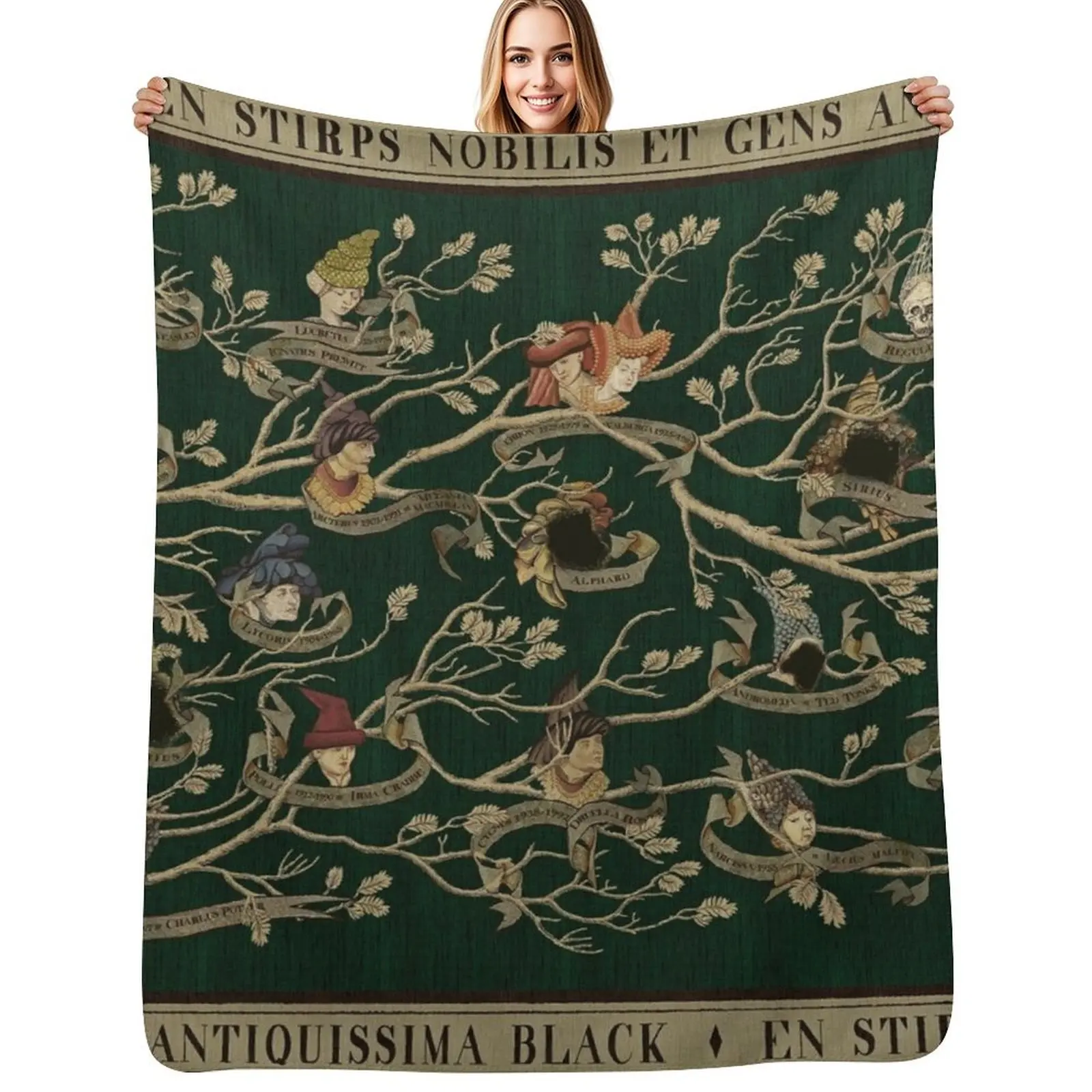 

Noble House of Black Family Tree Throw Blanket Decorative Soft Throw Blanket for Couch Sofa