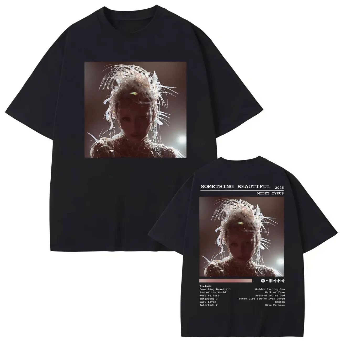 

Miley Cyrus Something Beautiful Album Poster Graphic T Shirts Fashion Vintage Short Sleeve T-shirt Men Women Oversized T-shirts
