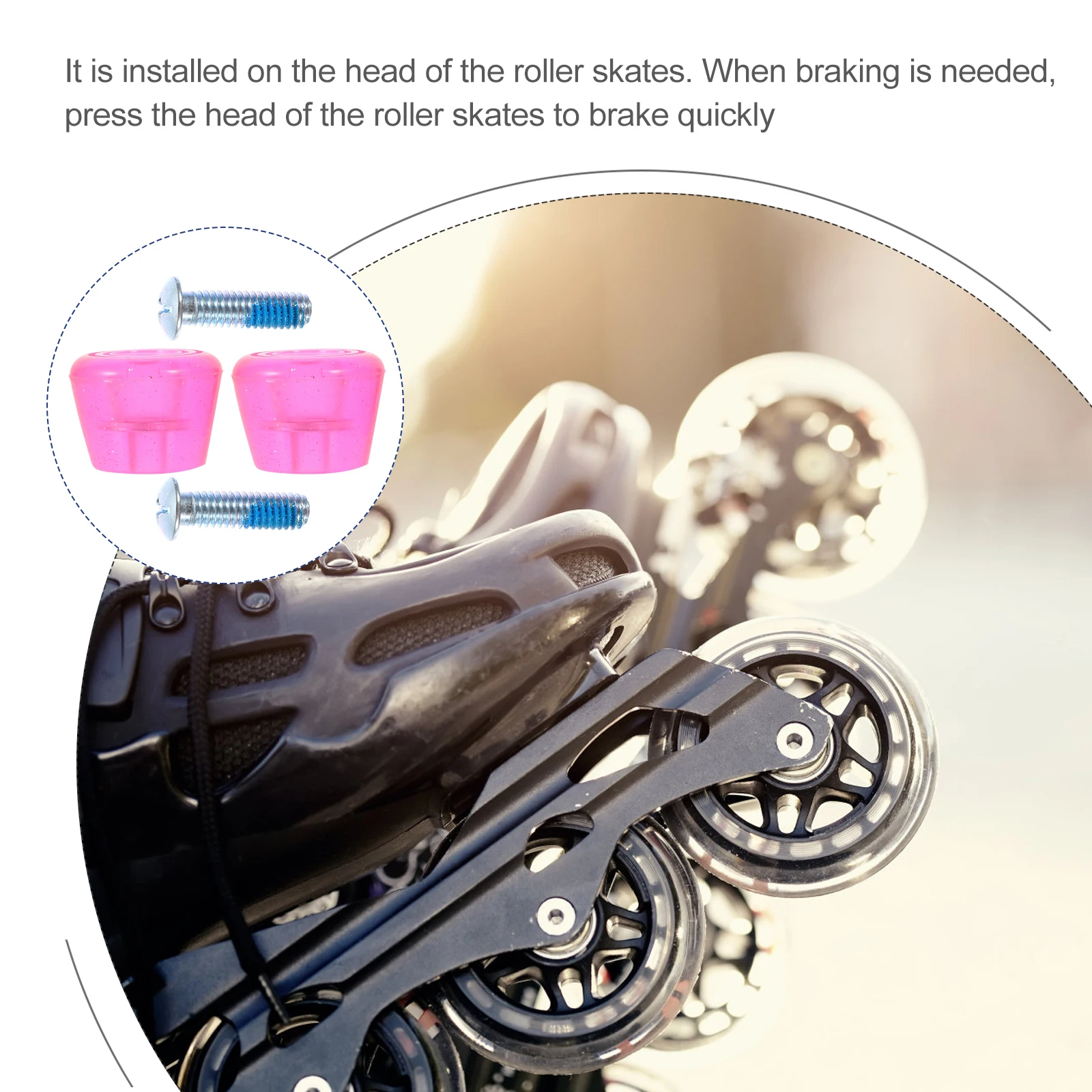 Portable Replaceable Skate Toe Stops Sturdy Wear resistant Brakes Large Area Stopper Adjustable Height Suitable Roller Skates