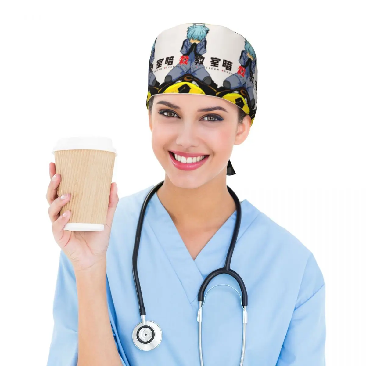 Assassination Classroom Octopus Koro Sensei Scrub Hat Doctor Working Surgical Cap Unisex Adjustable Nursing Caps for Dentist