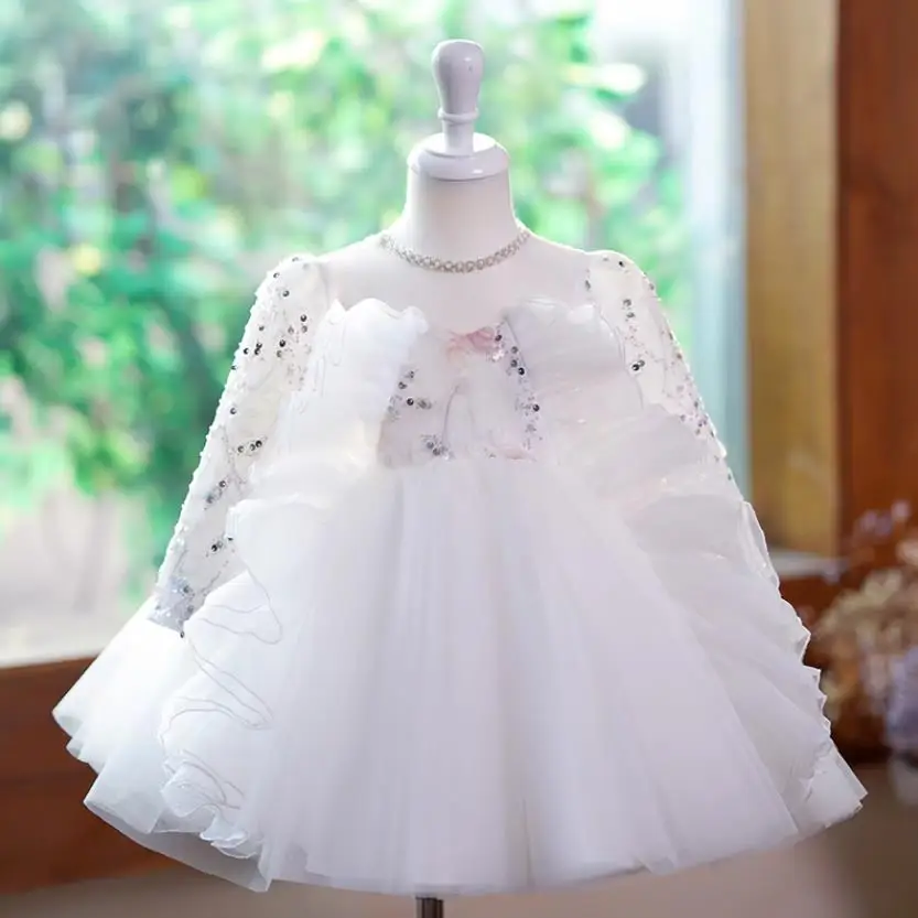 

2023 New Children's Princess Evening Gown Ruffle Sequin Design Wedding Birthday Baptism Eid Party Girls Perform Dresses A3172