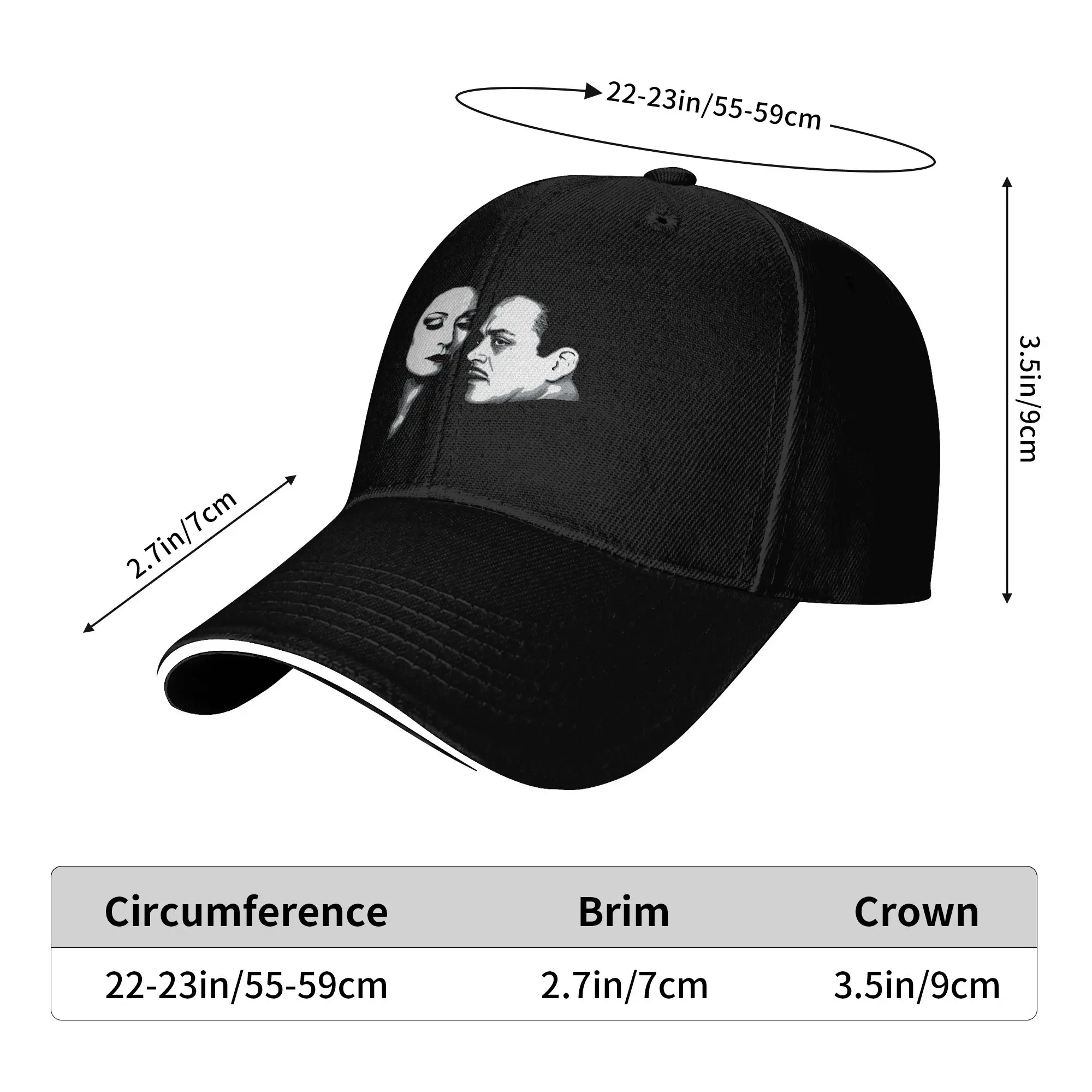 Gomez and Morticia Poster Baseball Cap  y2k Retro Trucker Hat Spring Couple Women Hiking Fishing Baseball Caps