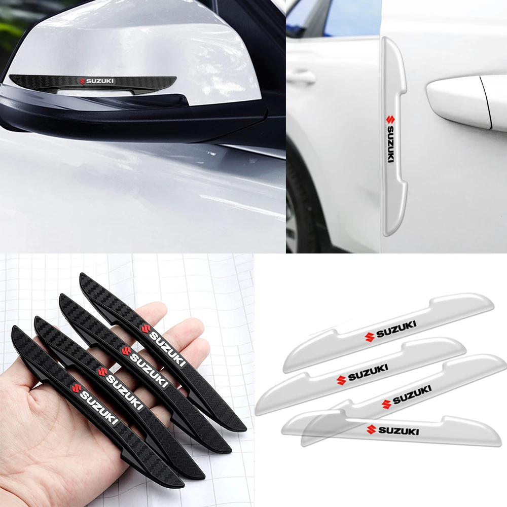 4 Uds. Pegatina protectora de borde lateral de puerta anticolisión de estilo de coche para Suzuki SX4 Gsxr 600 Wagon Baleno Ignis Vitara Liana