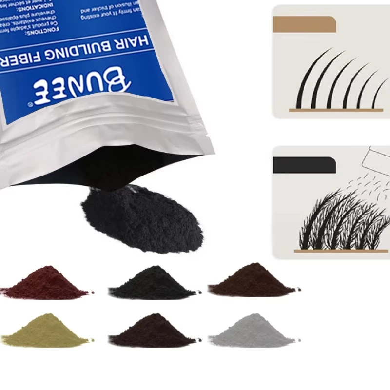 BUNEE 7 Color Hair Fibers Keratin Hair Building Fiber Powder Instant Hair Growth Fiber Refill Hair Care Product 25g
