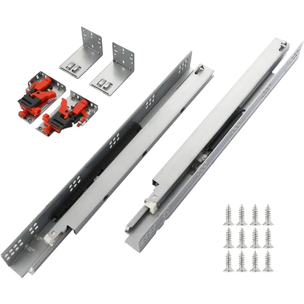 

6 Pairs 21 Inch Undermount Soft Close Drawer Slides Full Extension with Mounting Screws Locking Brackets