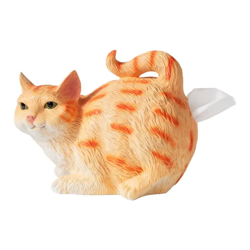 

Cute Tissue Box Cover Cat Butt Tissue Dispenser Resin Animal Paper Towel Dispenser Multifunctional Funny Bathroom Accessories