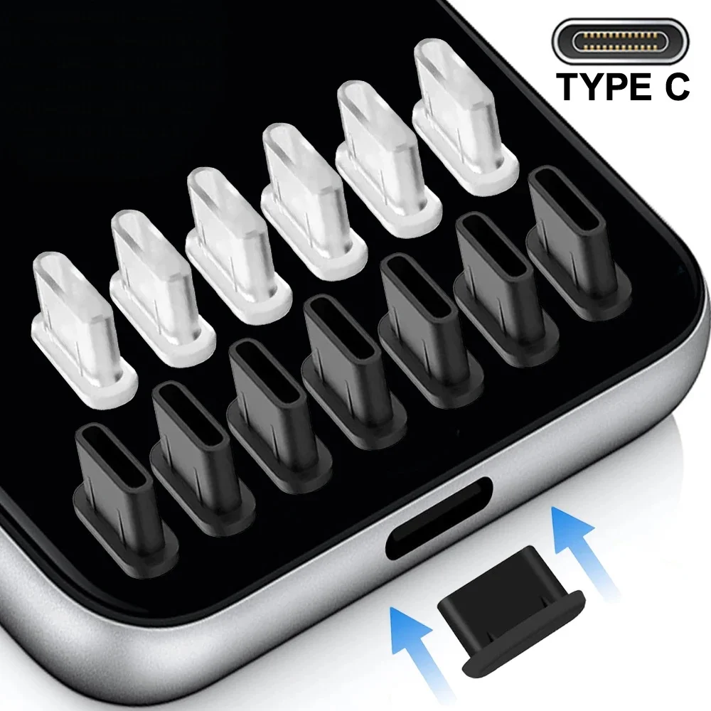 1-50Pcs Type C Charging Port Silicone Dust Plug for iPhone 17 16 15 Pro Max Samsung Xiaomi USB C Anti-Dust Stopper Dustplugs
