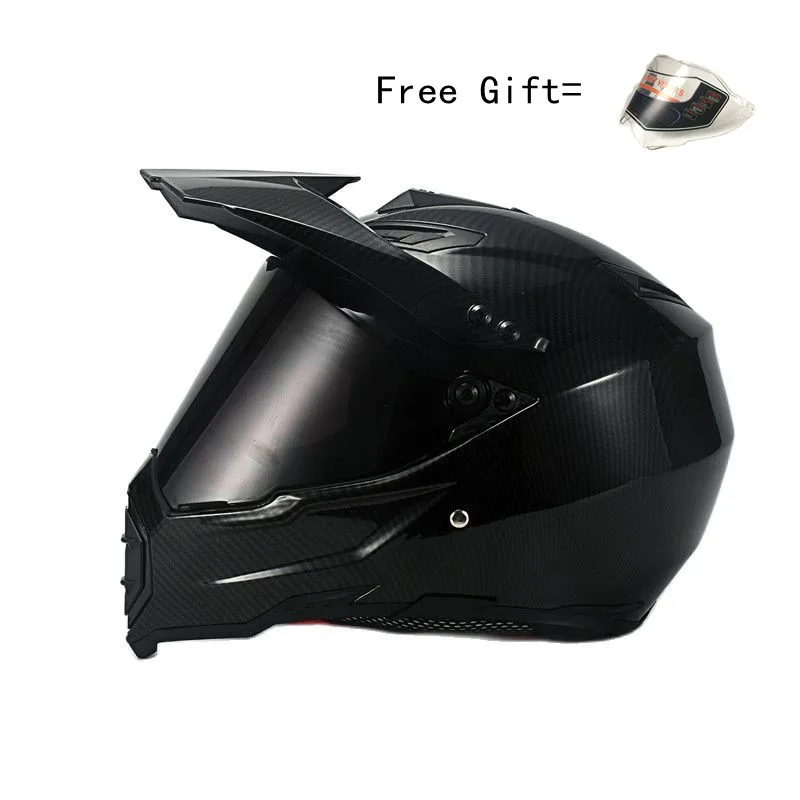 Come With One More Lens Gloss Black Motorcycle Racing Bicycle Helmet  Atv Dirt Bike Downhill Mtb Dh Cross Capacetes S M L Xl Xxl